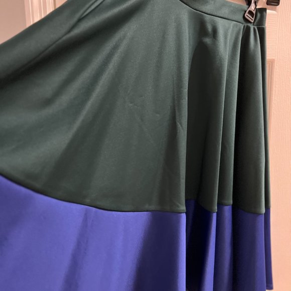 ASOS | Asos Full Midi Skirt in Scuba With Pockets Colorblock - Picture 3 of 5